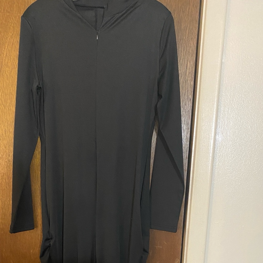 All Black Ruched Long Sleeve Jumpsuit